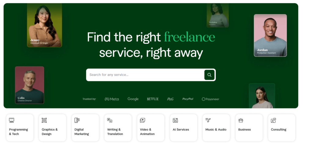 Fiverr -Find the right freelance service, right away