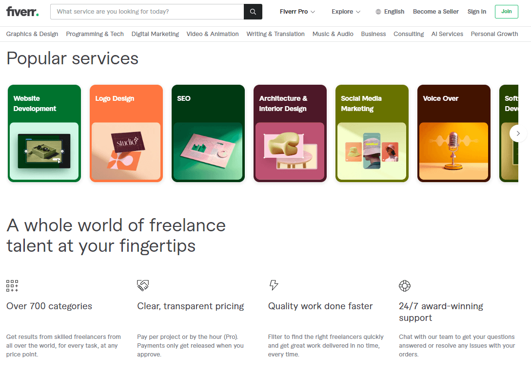 Fiverr -Find the right freelance service, right away